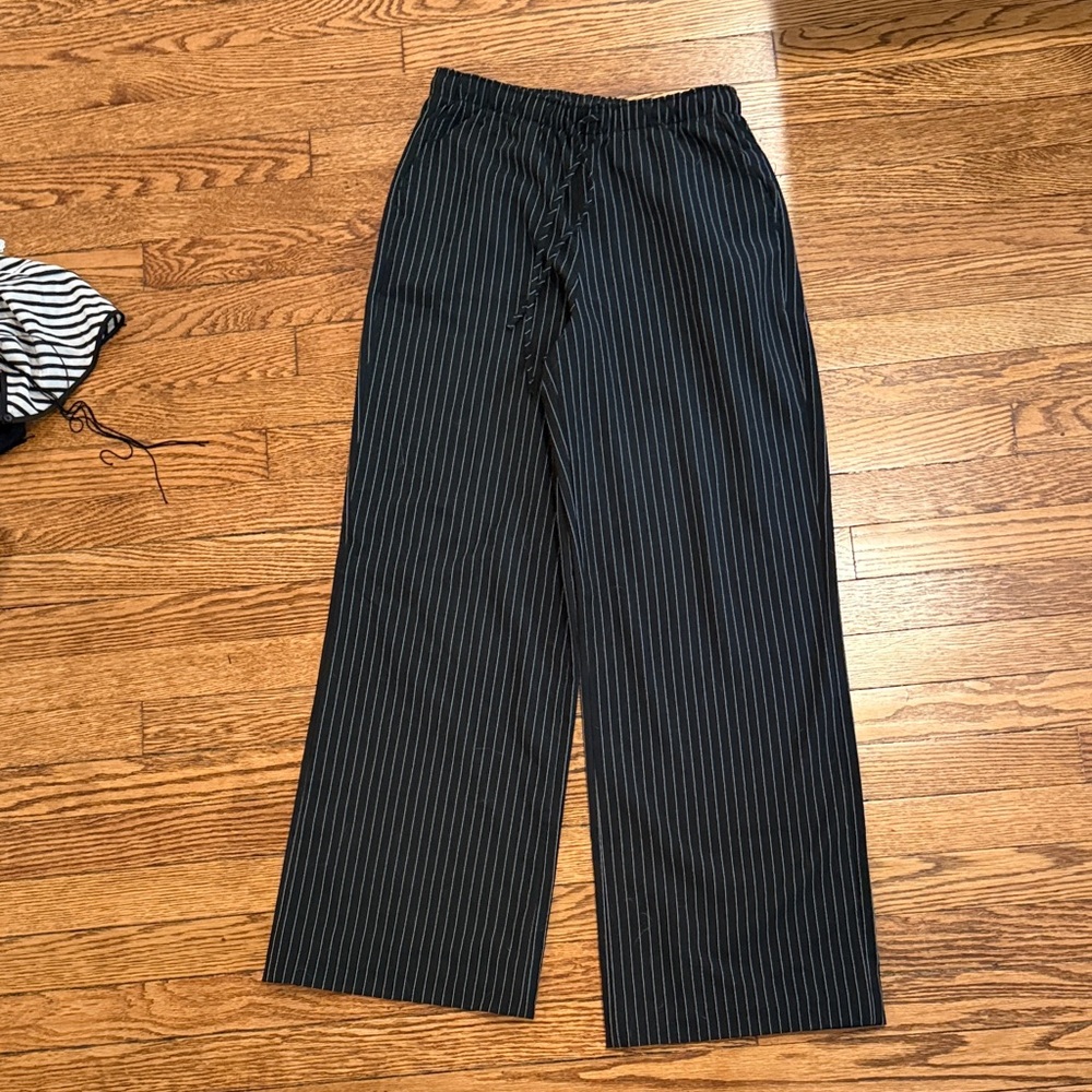 Stradivarius black pinstripe pull on drawstring Pants